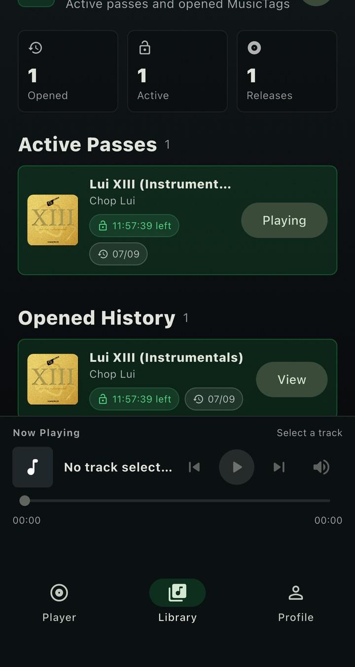 MusicTap library of unlocked releases